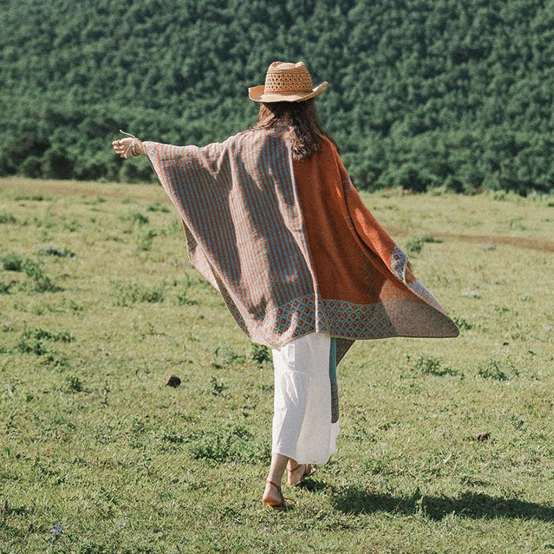 Buddha Stones Tibetan Shawl Striped Diamond Pattern Winter Warm Soft Scarf - image 4