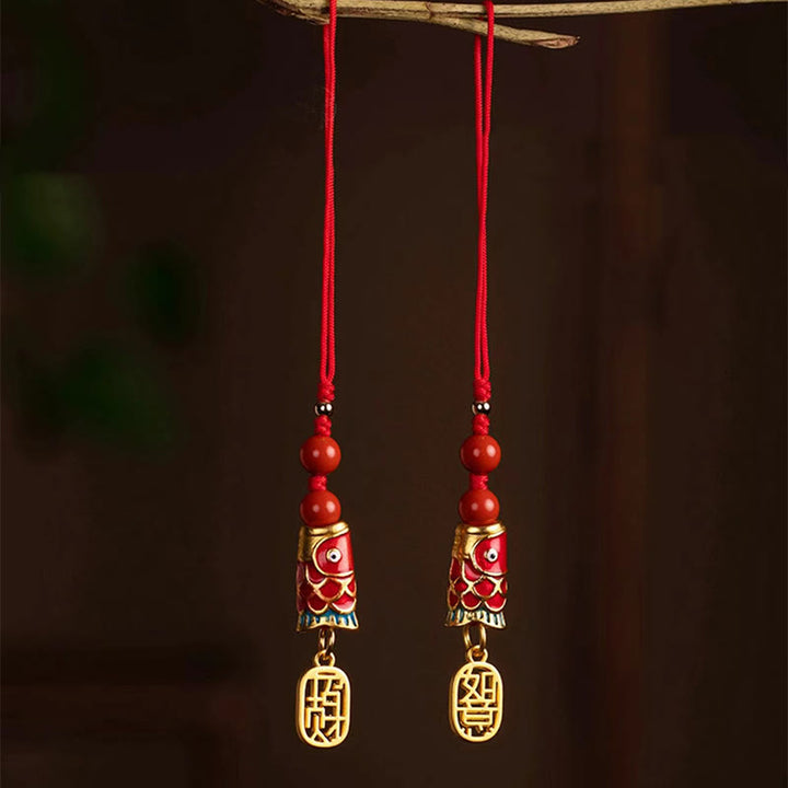Buddha Stones Koi Fish Cinnabar Attracting Wealth Wish Ruyi Charm Luck Phone Hanging Decoration - image 28