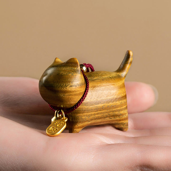 Buddha Stones Ebony Wood Green Sandalwood Lucky Cat Fu Character Lucky Fortune Bell Balance Car Hanging Decoration - image 11