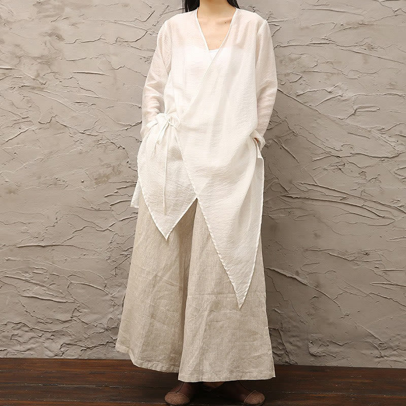 Buddha Stones Simple White Beige Pattern Meditation Spiritual Zen Practice Yoga Clothing Women's Clothes - image 10