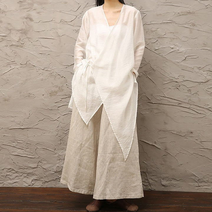 Buddha Stones Simple White Beige Pattern Meditation Spiritual Zen Practice Yoga Clothing Women's Clothes - image 10