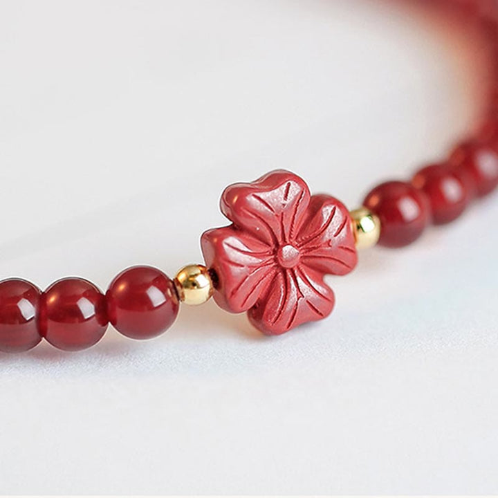 Natural Red Agate Endless Knot Four Leaf Clover Star Confidence String Bracelet - image 11