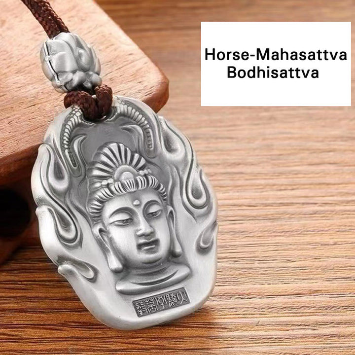 Buddha Stones Chinese Zodiac Natal Buddha Om Mani Padme Hum Lotus Compassion Necklace Pendant - Horse-Mahasattva Bodhisattva - image 14