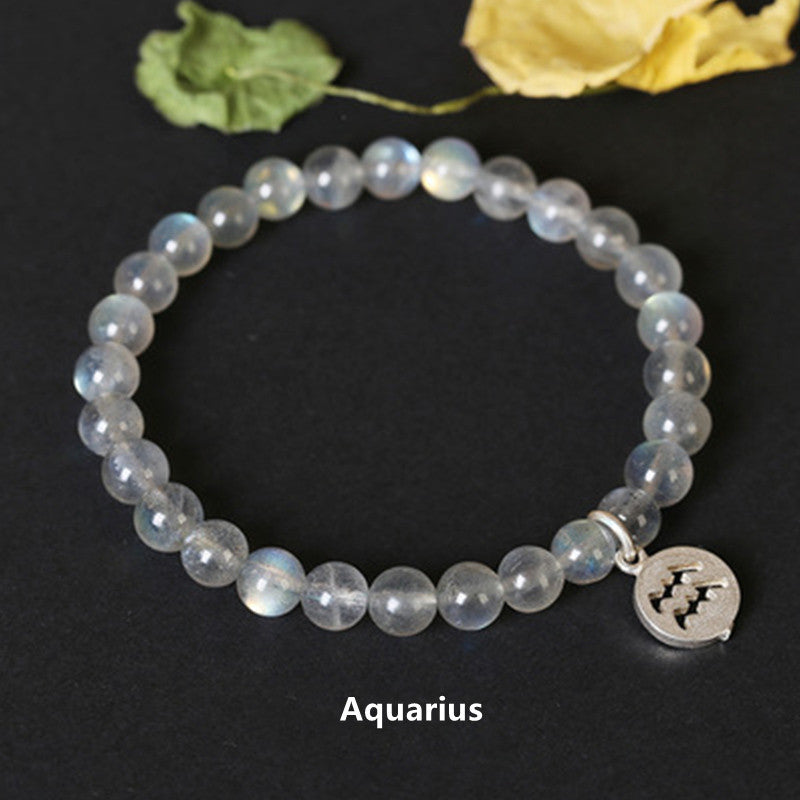 12 Constellations of the Zodiac Moonstone Charming Bracelet - Aquarius - image 21