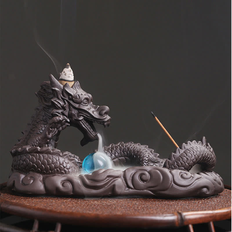 Dragon Playing Ball Flower Protection Incense Burner Decoration - image 7