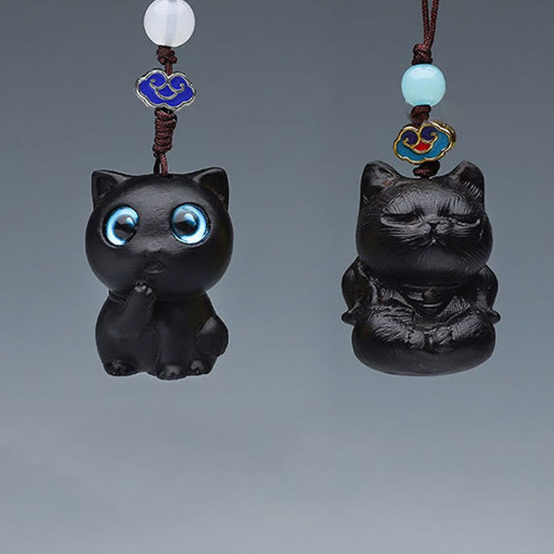 Buddha Stones Green Sandalwood Mini Cute Animal Rabbit Cat Deer Whale Prosperity Phone Hanging Decorations - image 10
