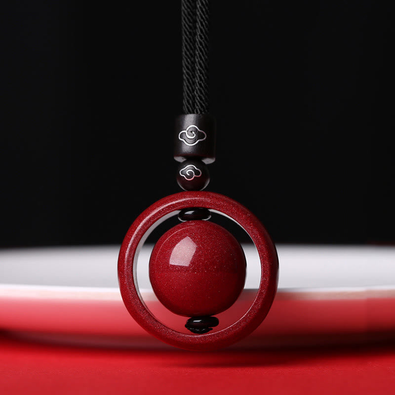 Buddha Stones Cinnabar Om Mani Padme Hum PiXiu Blessing Lucky Bead Necklace Pendant - Auspicious Clouds - Black Rope - image 22