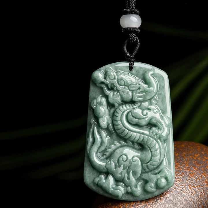 Buddha Stones Year of the Dragon Chinese Zodiac Dragon Jade Success Amulet Necklace Pendant - image 5