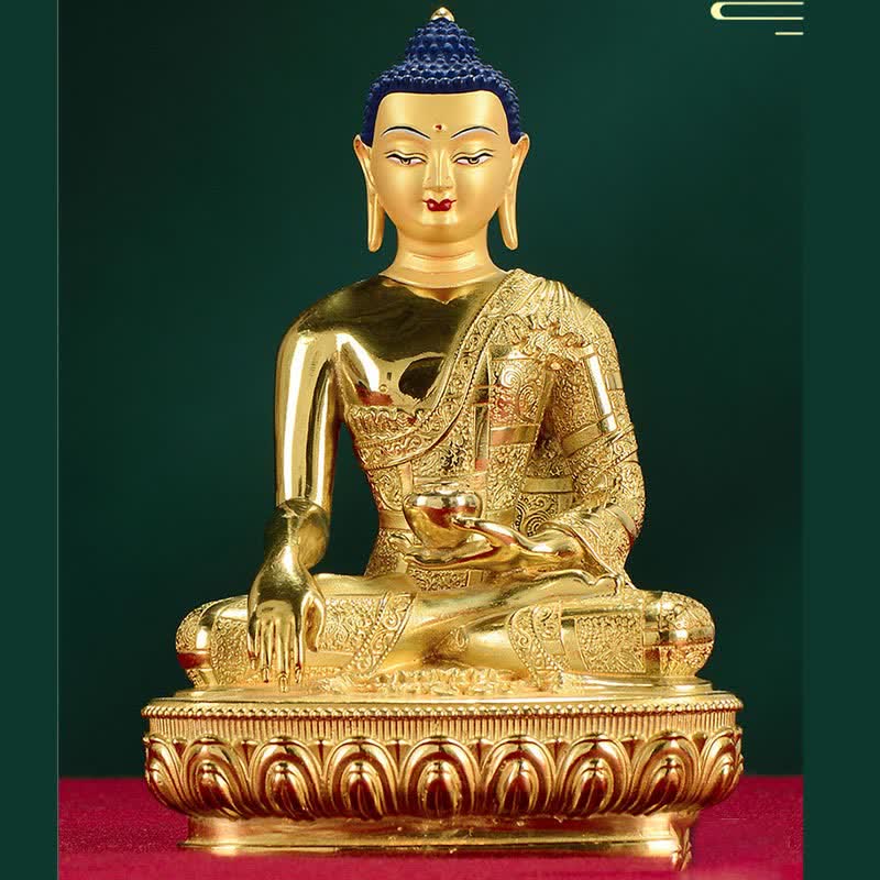 Buddha Stones Buddha Shakyamuni Figurine Enlightenment Copper Statue Home Offering Decoration - image 9