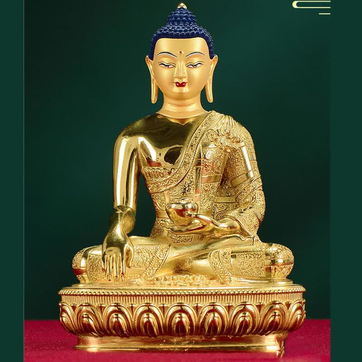 Buddha Stones Buddha Shakyamuni Figurine Enlightenment Copper Statue Home Offering Decoration - image 9