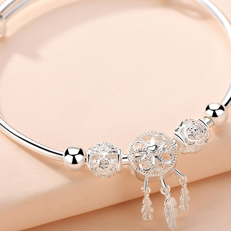 Buddha Stones Tibetan White Copper Blessing Dream Catcher Charm Bracelet - image 8