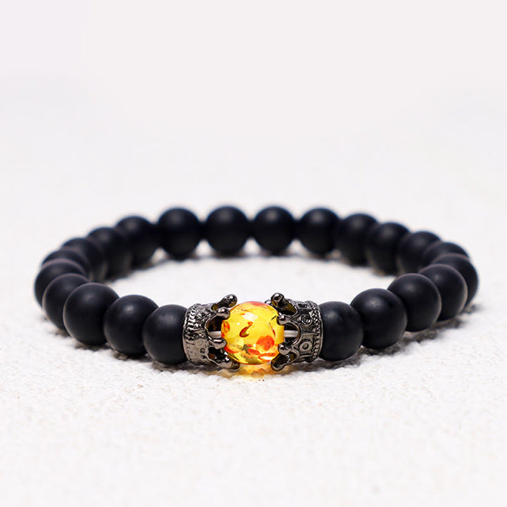 Buddha Stones Natural Stone King&Queen Crown Healing Energy Beads Couple Bracelet - Matte Agate - image 10