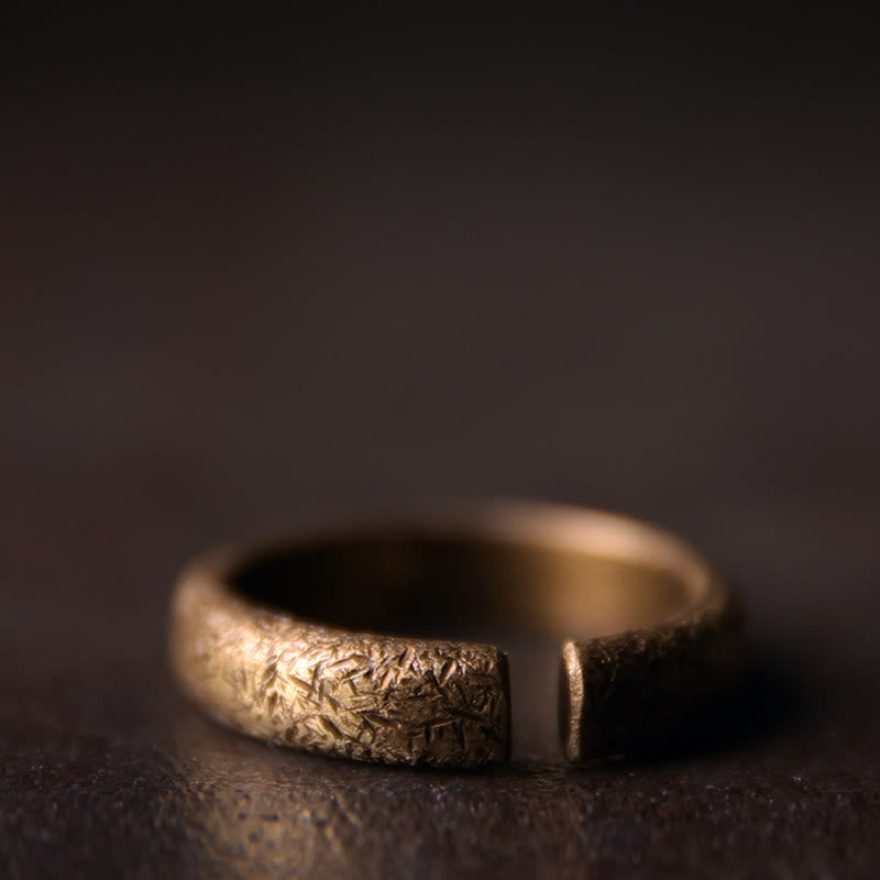 Buddha Stones Tibetan Vintage Texture Design Copper Luck Couple Ring - image 3