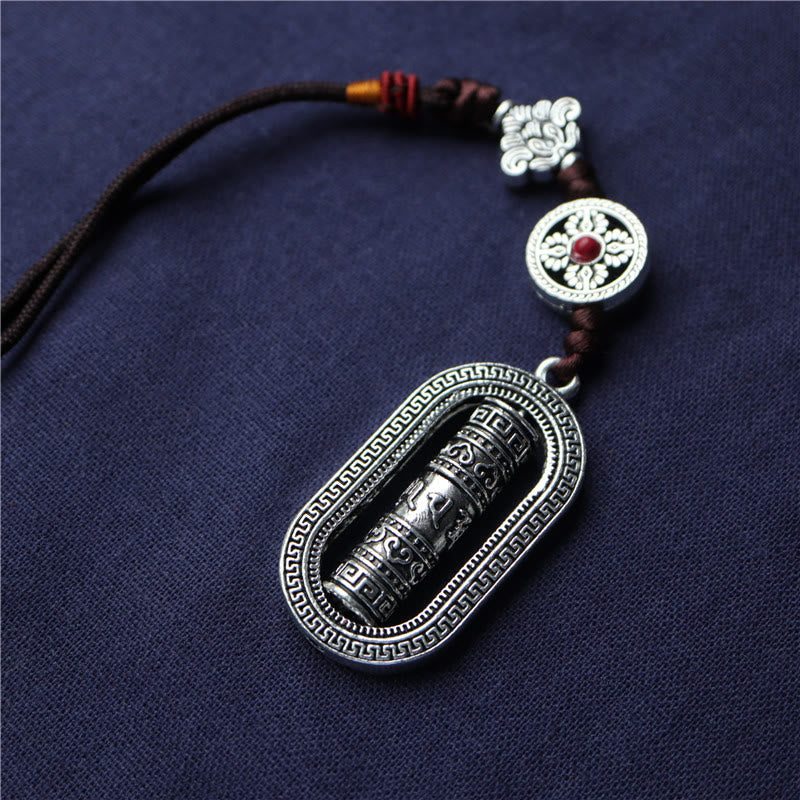 Buddha Stones Tibet Om Mani Padme Hum Prayer Wheel Peace Rotatable Car Hanging Decoration - image 8