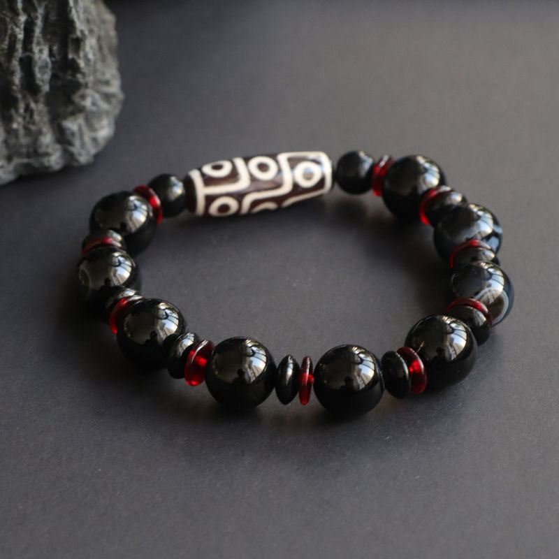 Buddha Stones Black Onyx Nine-Eye Dzi Bead Wealth Protection Bracelet - image 7