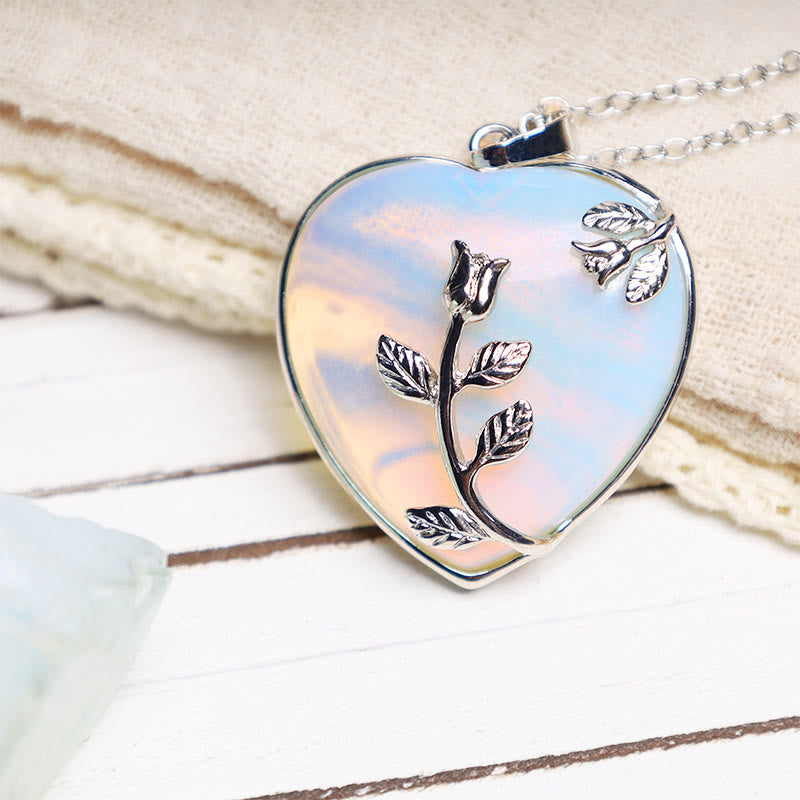 Buddha Stones Natural Healing Crystals Heart Pendant Necklaces - image 8