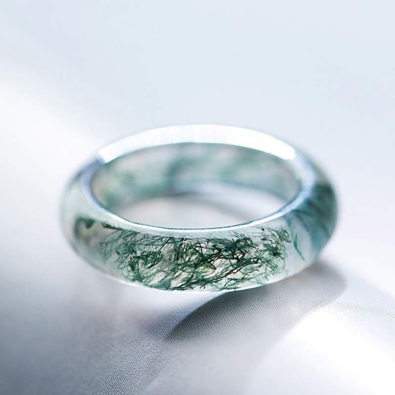 Buddha Stones Moss Agate Healing Balance Ring - 22mm - image 1