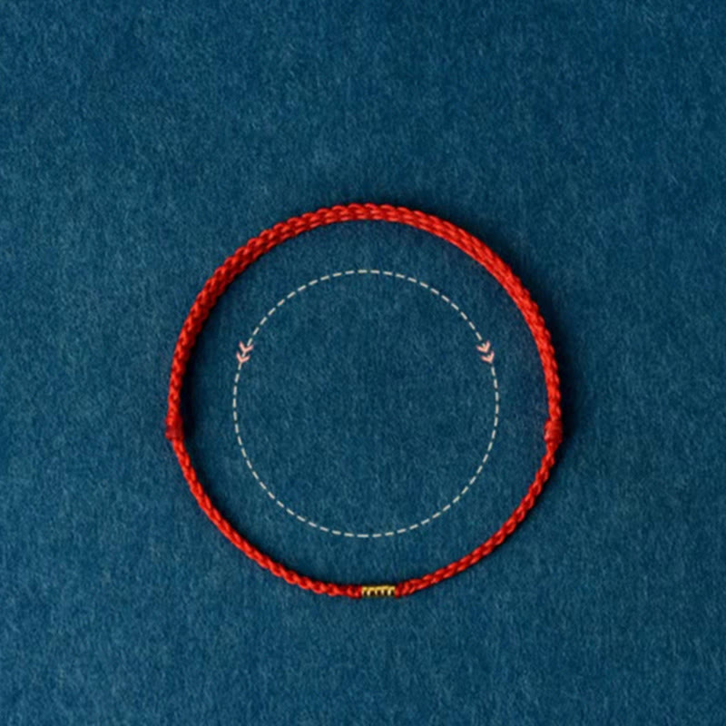 Buddha Stones 925 Sterling Silver Lucky Golden Bead Braided String Bracelet Anklet - image 15