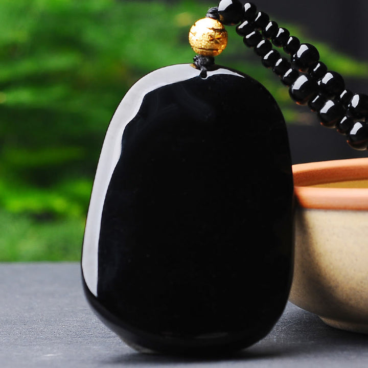 Buddha Stones 18k Gold-plated Dragon Obsidian Lucky Pendant Necklace - image 4