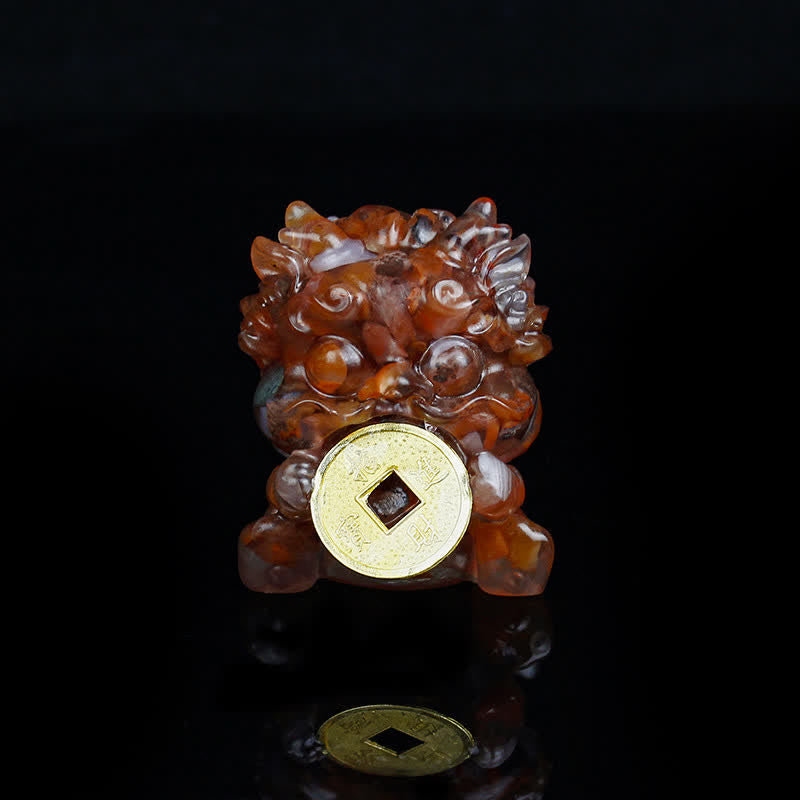 Buddha Stones Handmade Cute PiXiu Gold Coin Crystal Fengshui Energy Wealth Fortune Home Decoration - Red Agate - image 21