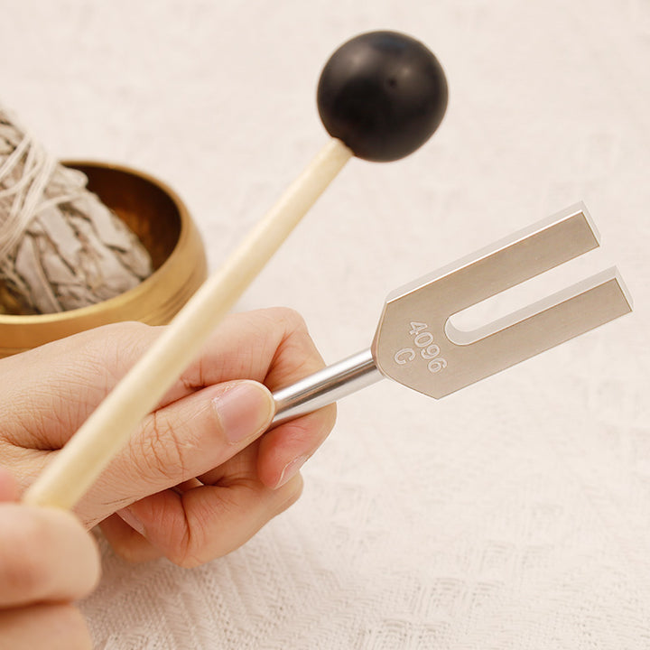 Buddha Stones Tuning Fork 4096HZ Aluminum Alloy Crystal Tuning Fork with Hammer for Chakra Healing - image 2