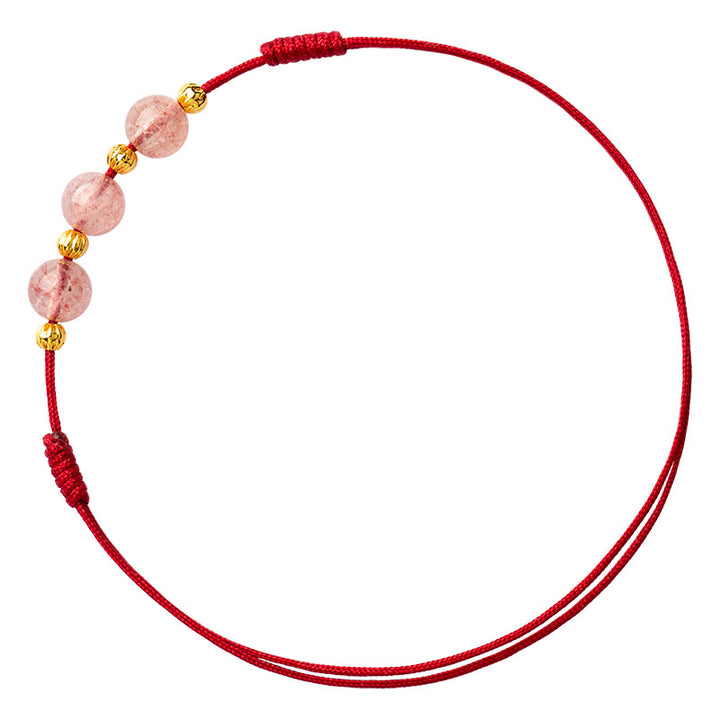 Buddha Stones Strawberry Crystal Beads Luck Red String Anklet - image 4