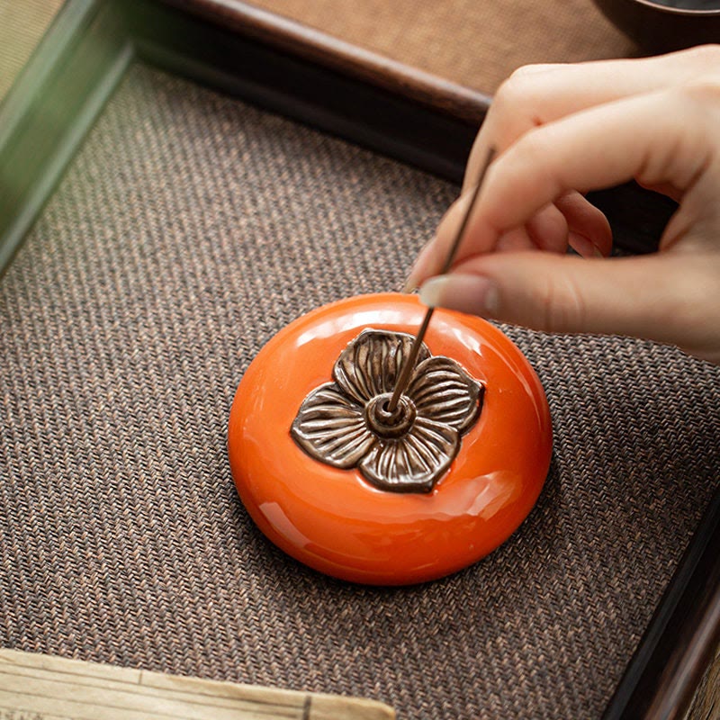 Persimmon Ceramic Meditation Healing Incense Burner Incense Holders - image 5