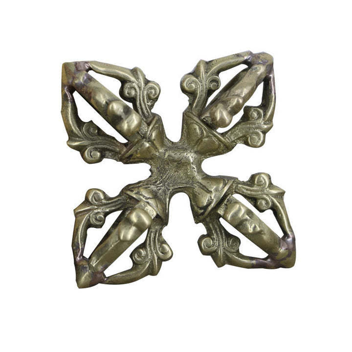 Nepal Handmade 5 Prong Double Dorje Copper Strength Vajra - image 13