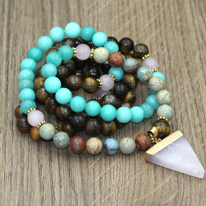 Buddha Stones 108 Beads Natural Stone Tiger Eye Mala Healing Bracelet - image 1