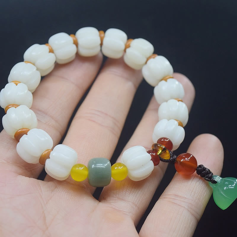 Buddha Stones Natural Bodhi Seed Red Agate Bodhi Calm Harmony Engraved Pumpkin Bead Lotus Bracelet - image 3
