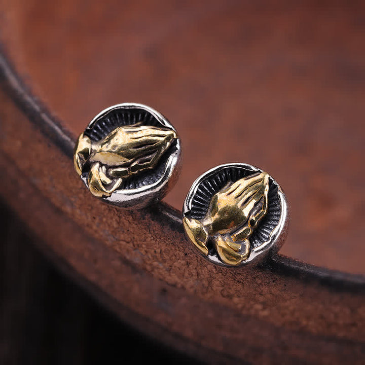 Buddha Stones 925 Sterling Silver Namaste Equality Stud Earrings - image 4