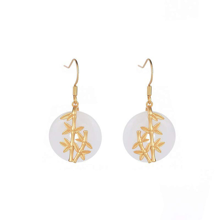 Buddha Stones FengShui White Jade Fortune Earrings - White Jade - image 0