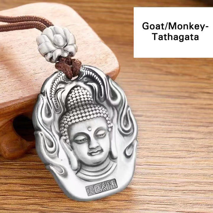 Buddha Stones Chinese Zodiac Natal Buddha Om Mani Padme Hum Lotus Compassion Necklace Pendant - image 5