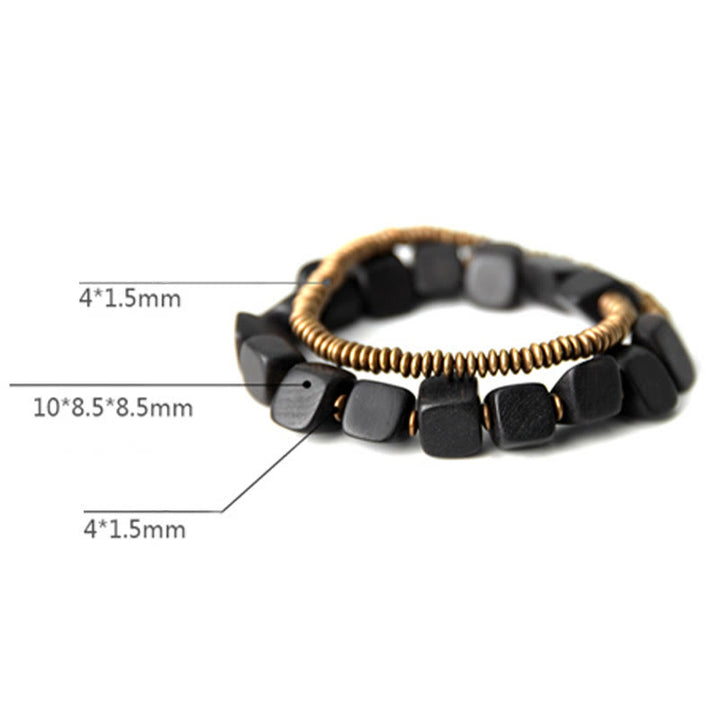 Buddha Stones Tibetan Ebony Wood Copper Peace Double Wrap Bracelet - image 7