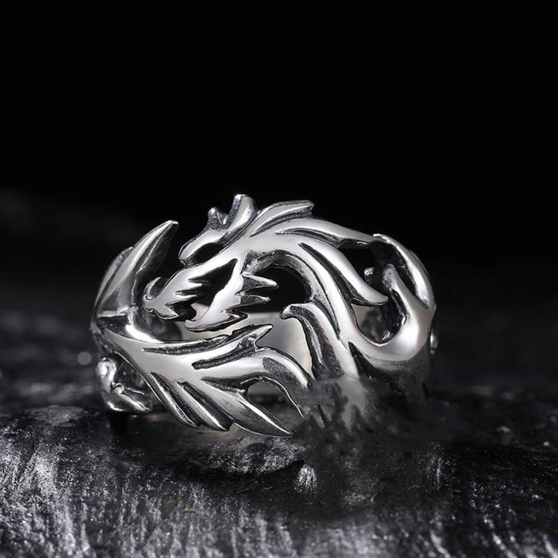 Buddha Stones Dragon Pattern Protection Strength Adjustable Ring - image 8
