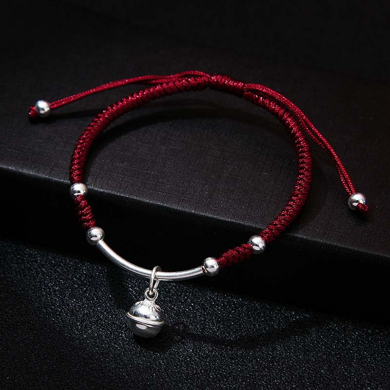 Buddha Stones FengShui Lucky Red String Bell Bracelet - Dark Red(Wrist Circumference 14-21cm) - image 3