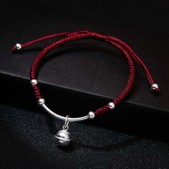 Buddha Stones FengShui Lucky Red String Bell Bracelet - Dark Red(Wrist Circumference 14-21cm) - image 3