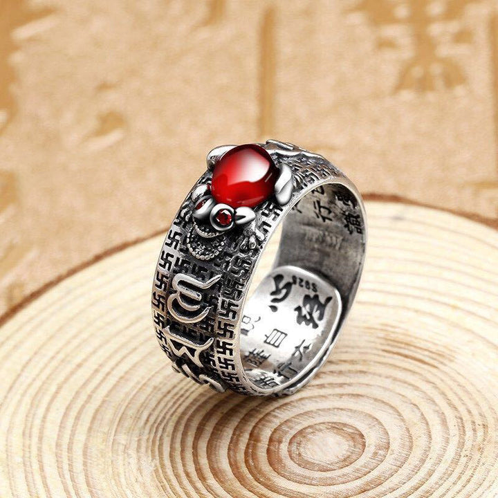 Buddha Stones Genstone PiXiu Feng Shui Frog Vajra Dorje Heart Sutra Wealth Adjustable Ring - Feng Shui Frog 11mm - image 8