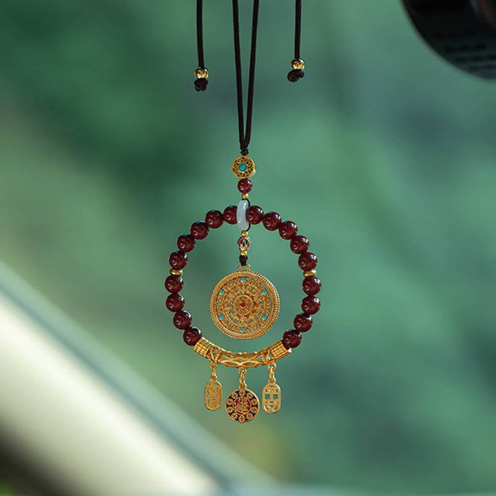 Buddha Stones Natural Cinnabar Wish Ruyi Peace Blessing Car Hanging Decoration - Cinnabar(Calm♥Concentration) - image 0