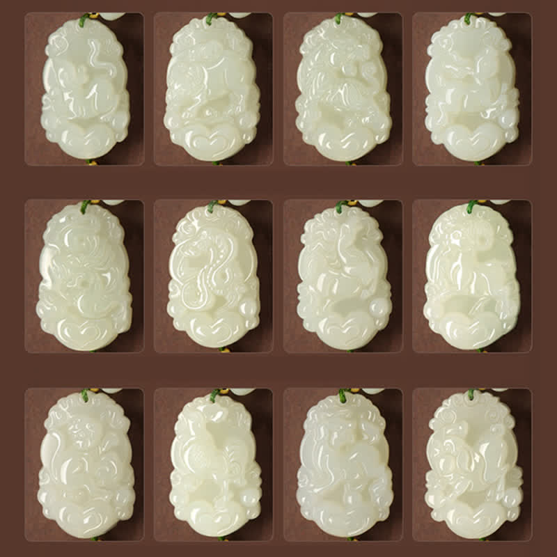 Buddha Stones 925 Sterling Silver Chinese Zodiac Hetian Jade Happiness Luck String Bracelet - image 20