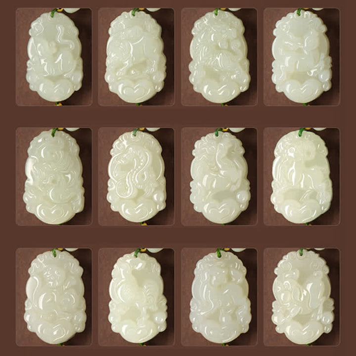 Buddha Stones 925 Sterling Silver Chinese Zodiac Hetian Jade Happiness Luck String Bracelet - image 20