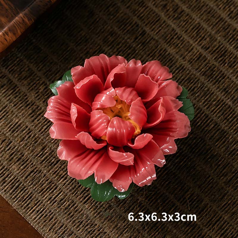 Buddha Stones Tibetan Lotus Blessing Ceramic Stick Incense Burner Decoration - Red - image 11