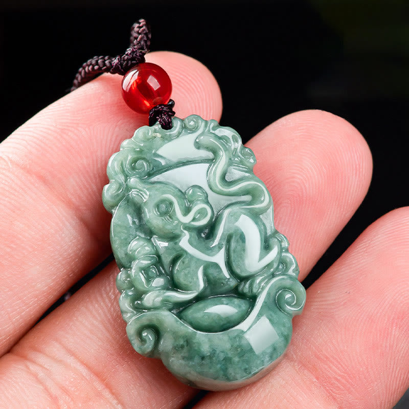 Buddha Stones Natural Jade 12 Chinese Zodiac Prosperity Necklace Pendant - image 7