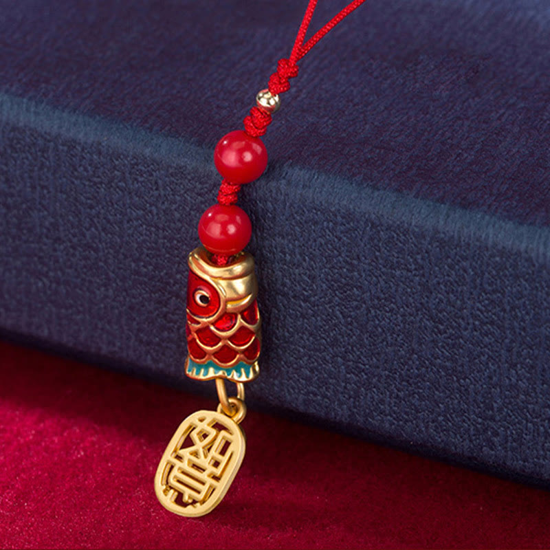 Buddha Stones Koi Fish Cinnabar Attracting Wealth Wish Ruyi Charm Luck Phone Hanging Decoration - image 25
