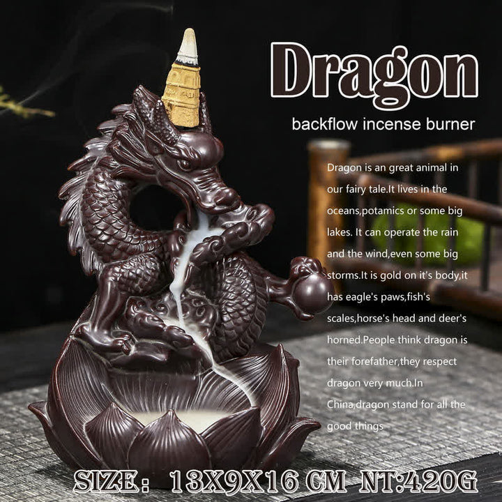 Dragon Lotus Pattern Strength Protection Ceramic Incense Burner Decoration - image 6