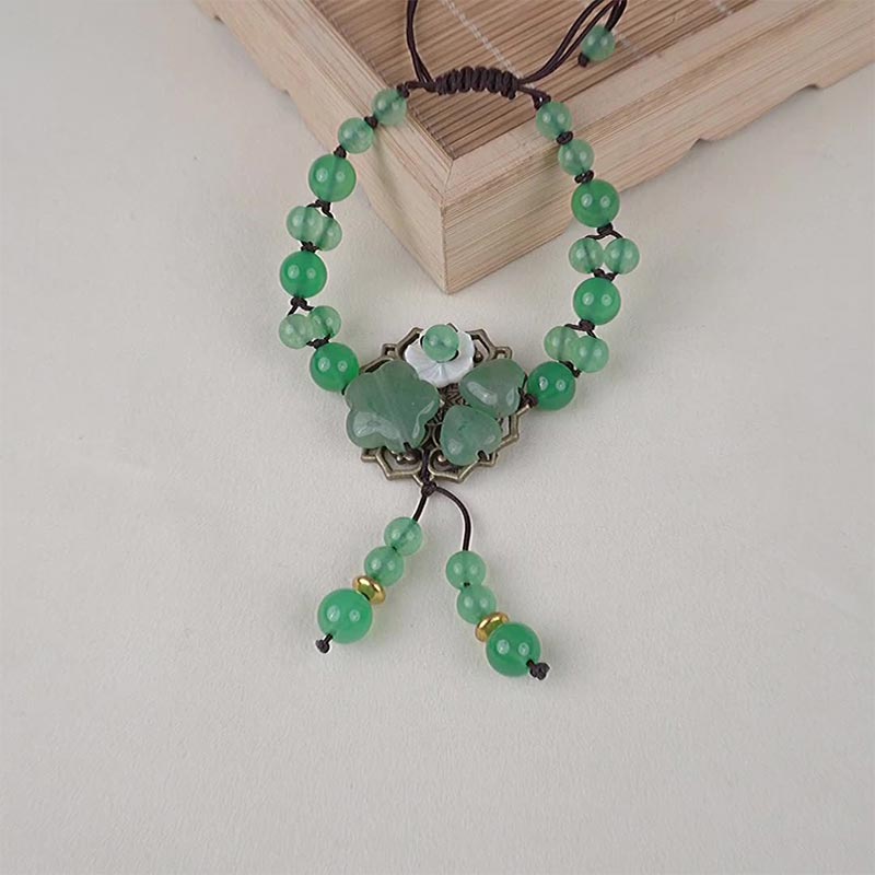 Buddha Stones Natural Green Jade Luck Dangling Flower Bracelet - image 17