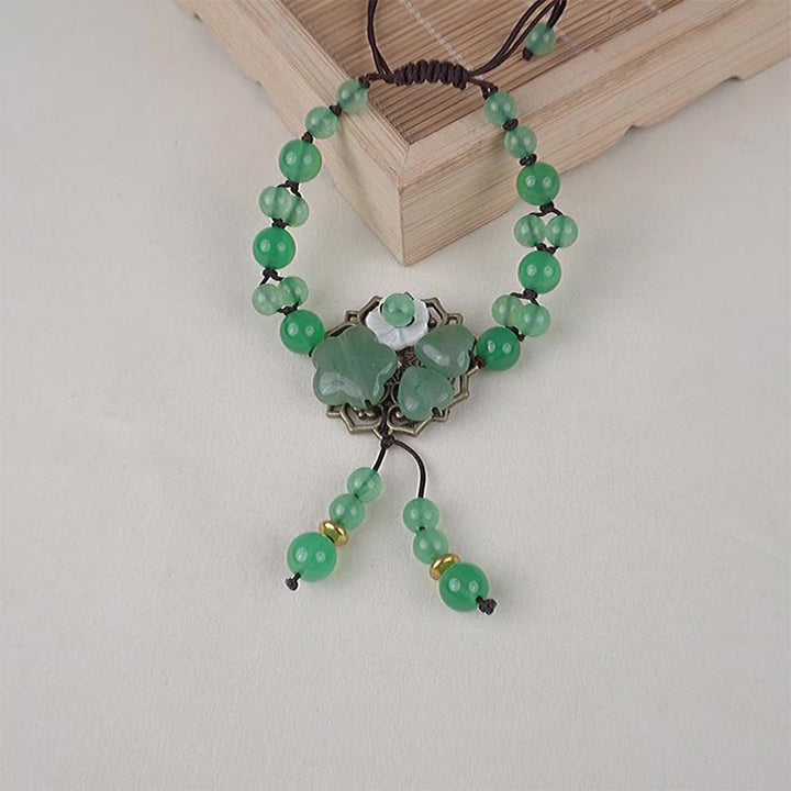Buddha Stones Natural Green Jade Luck Dangling Flower Bracelet - image 17