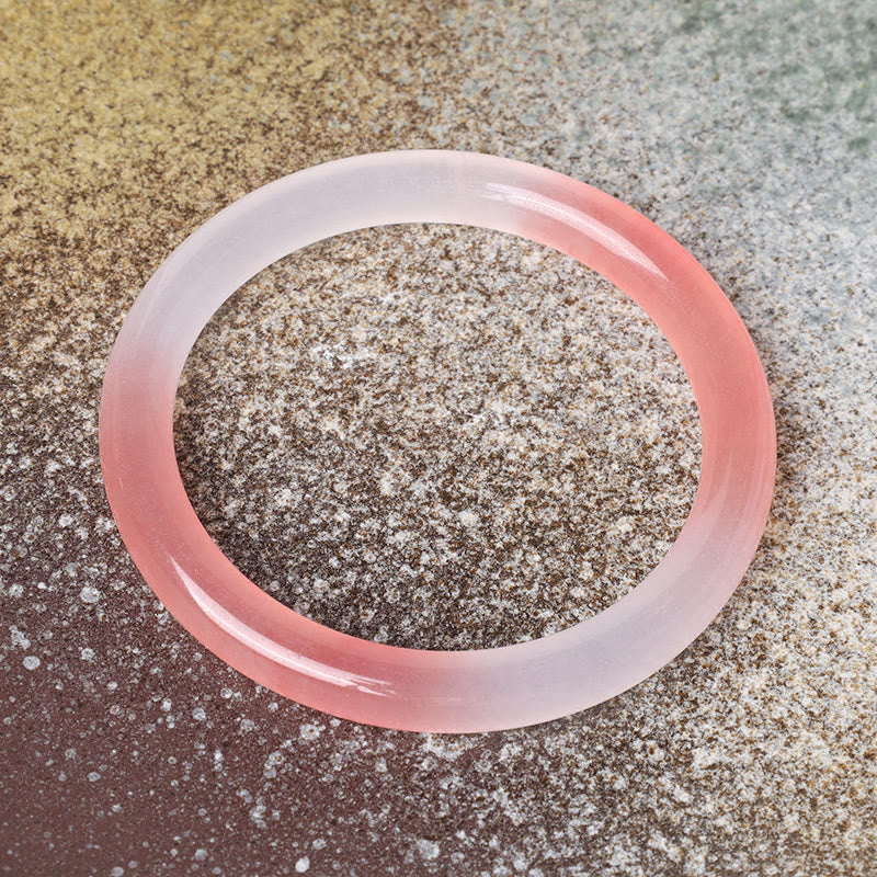 Buddha Stones Pink Golden Silk Jade Wealth Bracelet Bangle - image 5