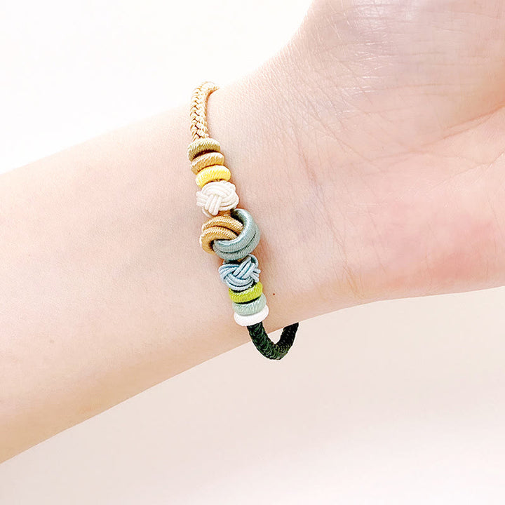 Buddha Stones Two-Color Rope Handcrafted Eight Thread Peace Knot Luck Connection Bracelet - image 9