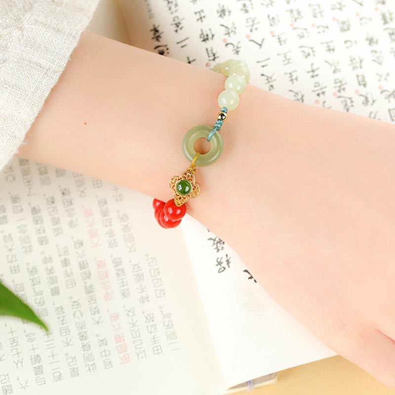 Natural Cinnabar Jade Blessing Bracelet - image 4